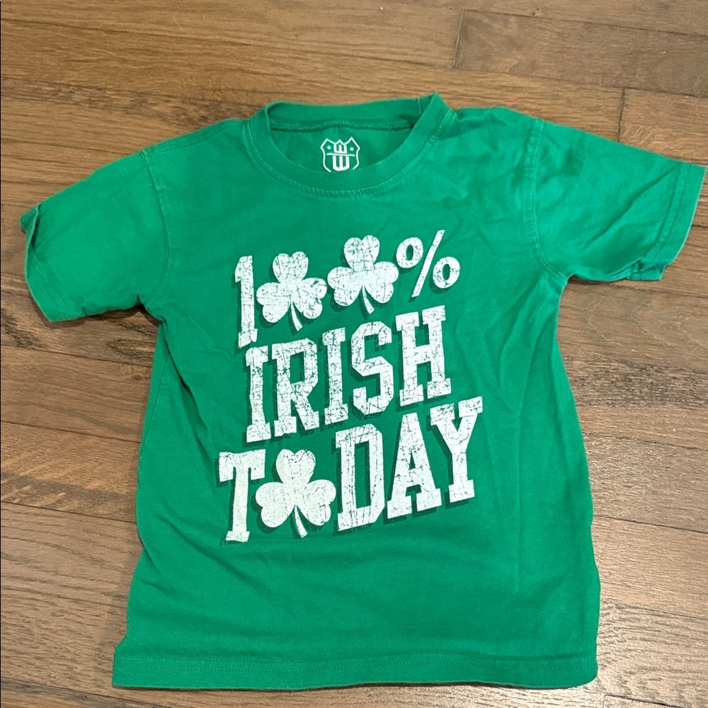 Kids Green T-Shirt with Shamrock Print